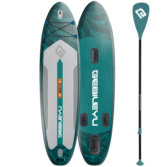 10.5 FT Inflatable Stand Up Paddle Board with Accessories SUP Board for All Skill Levels Youth & Adults Wide Stable Non-Slip Deck, Adjustable Paddle